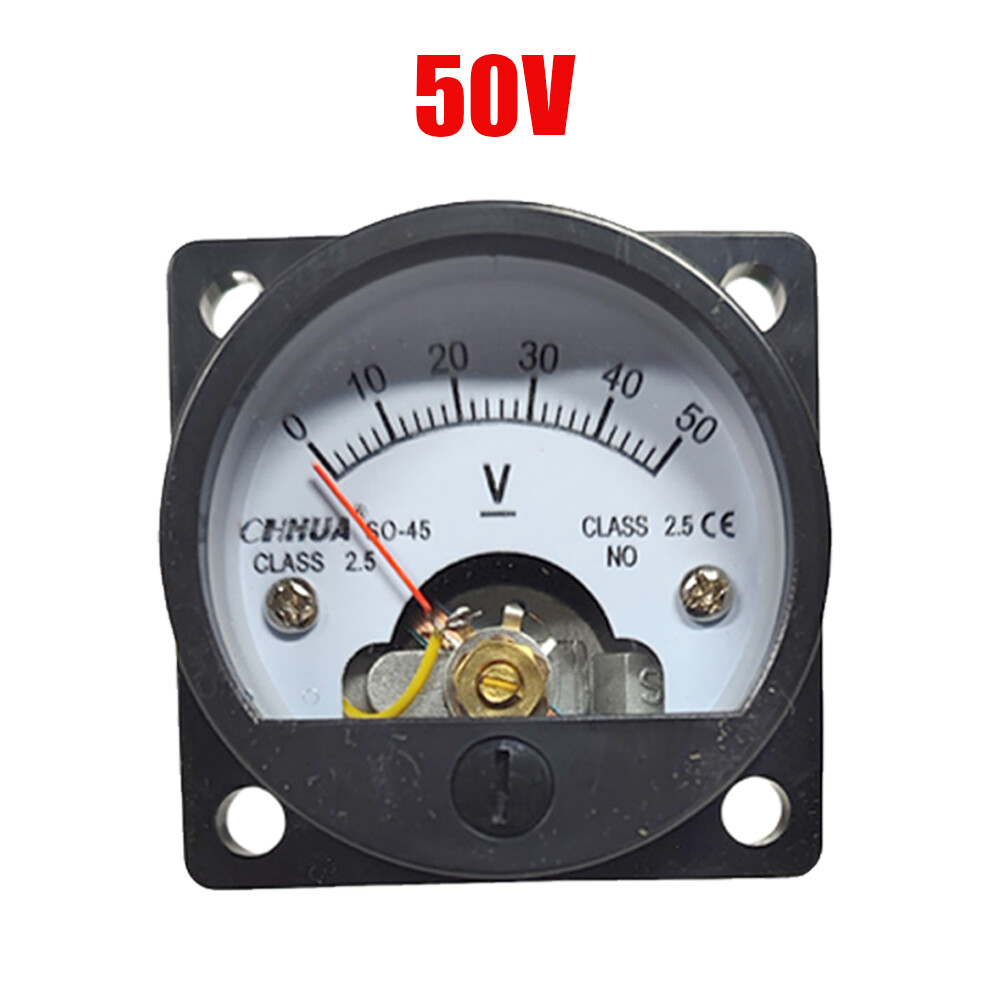 DC 0 - 50V Analog Voltmeter Analogue Voltage Panel Meter SO45 Direct Connect 1PC