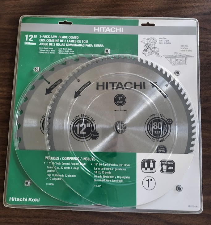 Hitachi 32 & 80 Tooth General Purpose/Finish Set - 12" Miter/Table Saw (2 Pack)