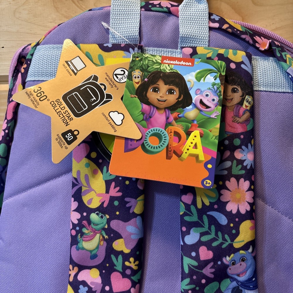 Dora Kids' 16" Backpack Purple Boots Map Explorer