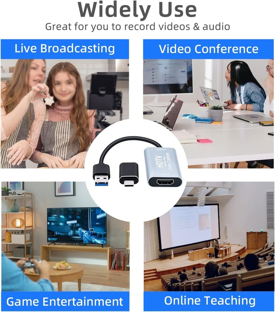 Mcbazel 4K HDMI Video Capture Card USB C, Device for Silver