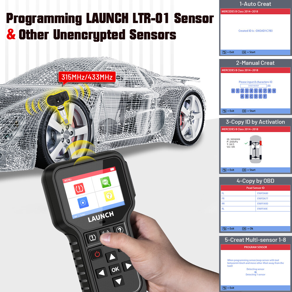 LAUNCH CRT5011E TPMS Relearn Tool Tire Pressure Sensor Programing Diagnosis Tool