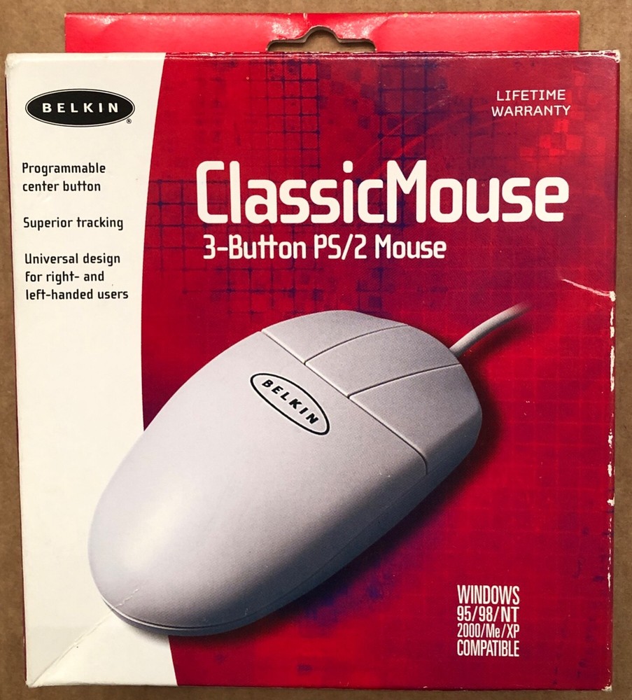 BELKIN 3-Button PS/2 Classic Mouse - Programmable Center Button - P56431