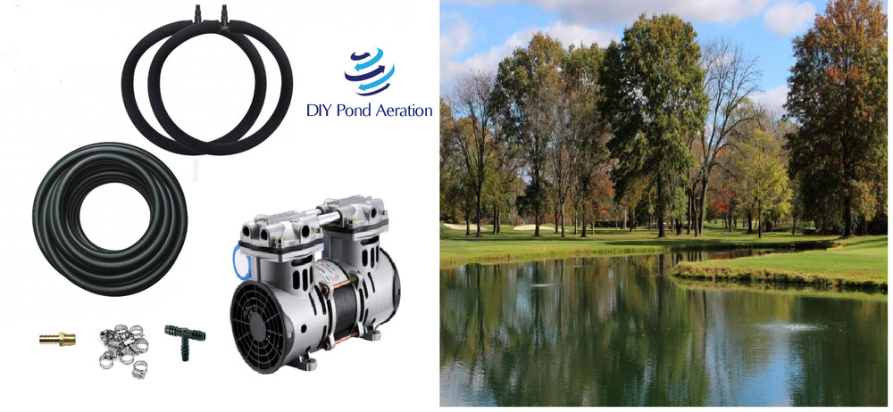 LARGE Fish Pond Aeration KIT w/150' Sink Hose- 2-4' Bubble Diffusers 1/2hp PUMP