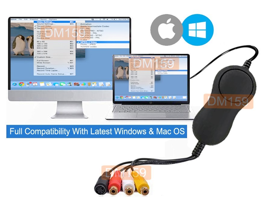 Premium USB-Basd Video Audio Recorder w/Capture Editing Software For PC Mac OS