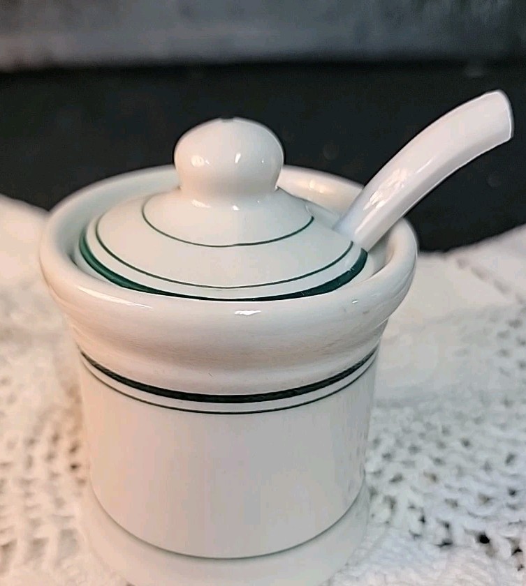 Shemango China Mustard Pot W/spoon - Mint Condition