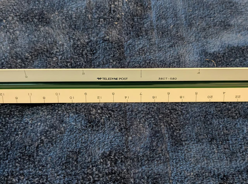 Telodyne Post 38CT-580 triangular architects scale ruler with case