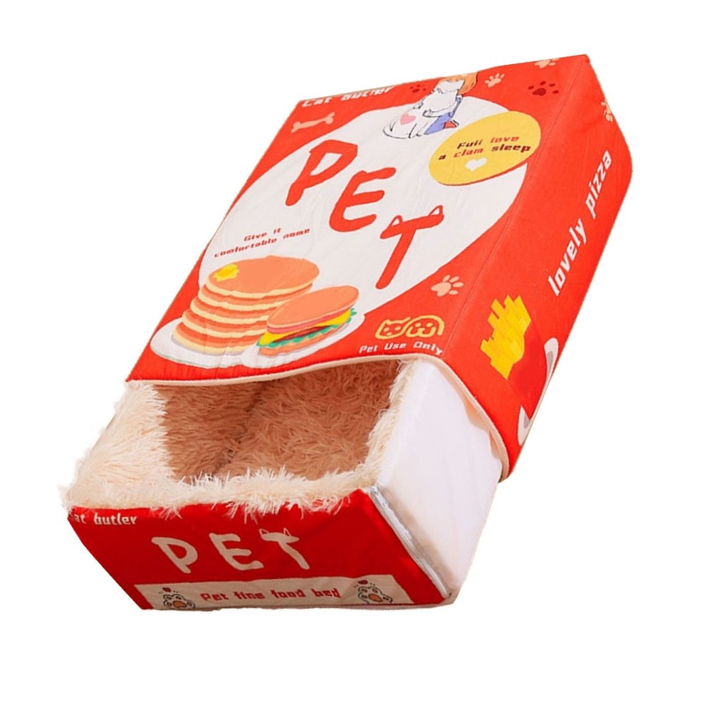⁺Snack Box Cat Bed Cartoon Rectangular Fully Enclosed Four Season Universal