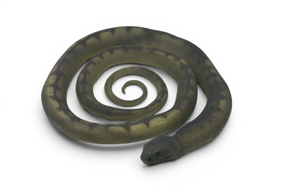 Python Snake, Hand Painted Hard Rubber, Realistic Reptile, Realistic Toy 72 Inch