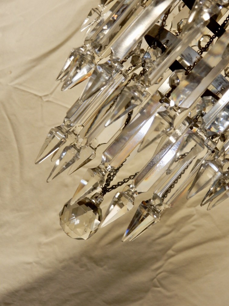 ANTIQUE BILTMORE LIGHTING CO CRYSTAL CEILING LIGHT CIRCA 1920 ALL ORIGINAL