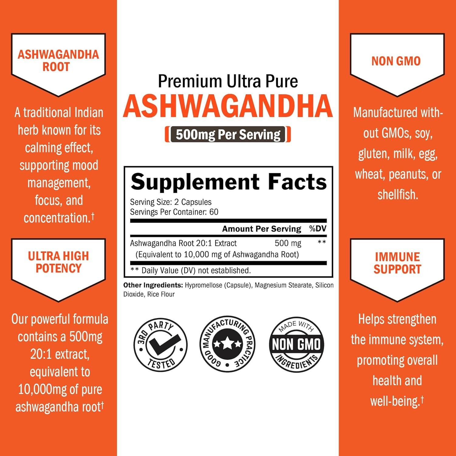 Ashwagandha Supplements Extra Strength Ashwagandha Capsules with 500mg, 120 ct