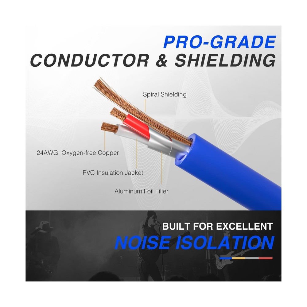 Phenyx Pro 10 Ft TRS Snake Cable, 1/4" Cable, Color-Coded TRS Patch... Fast Ship