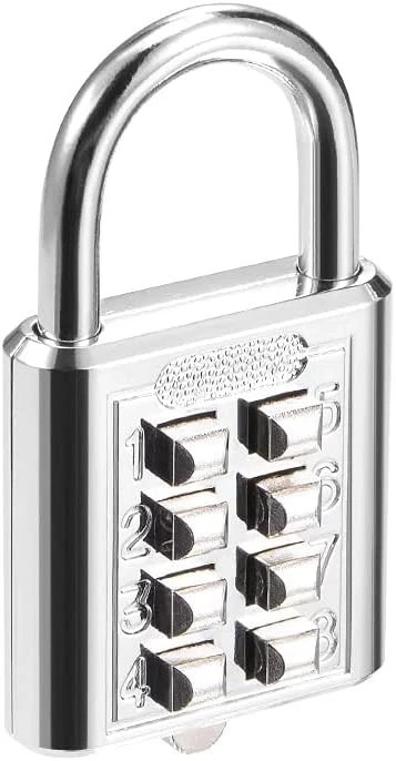 uxcell 8-Digit Combination Padlock Push Button Lock for Locker Silver Tone