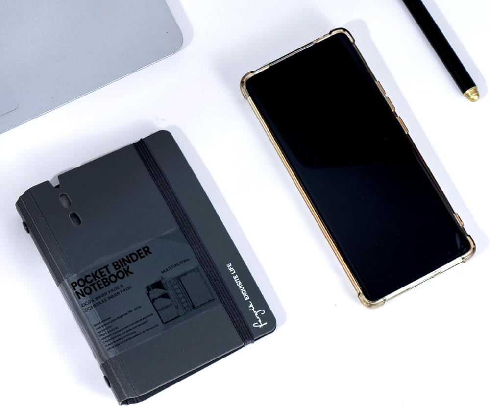 A7 Binder 6 Ring Notebook with Dividers Refillable Planner Binder with Pockets,