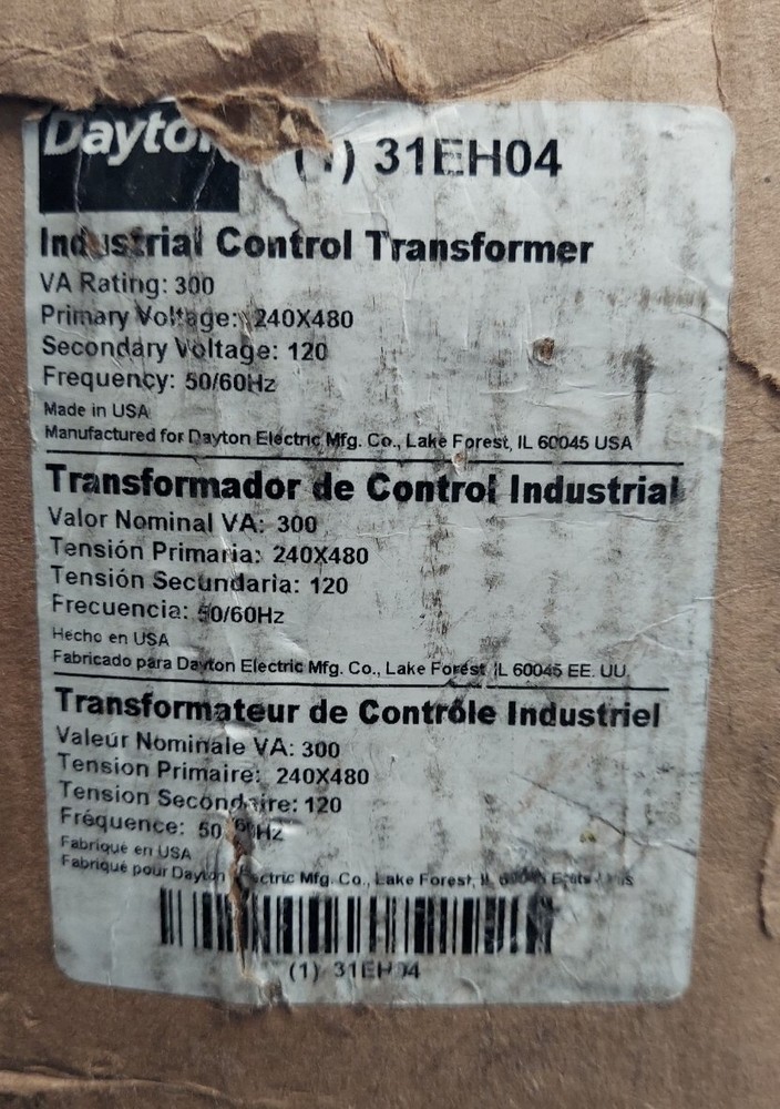 Dayton 31EH04 Industrial Control Transformer, Bent Mounting Brackets