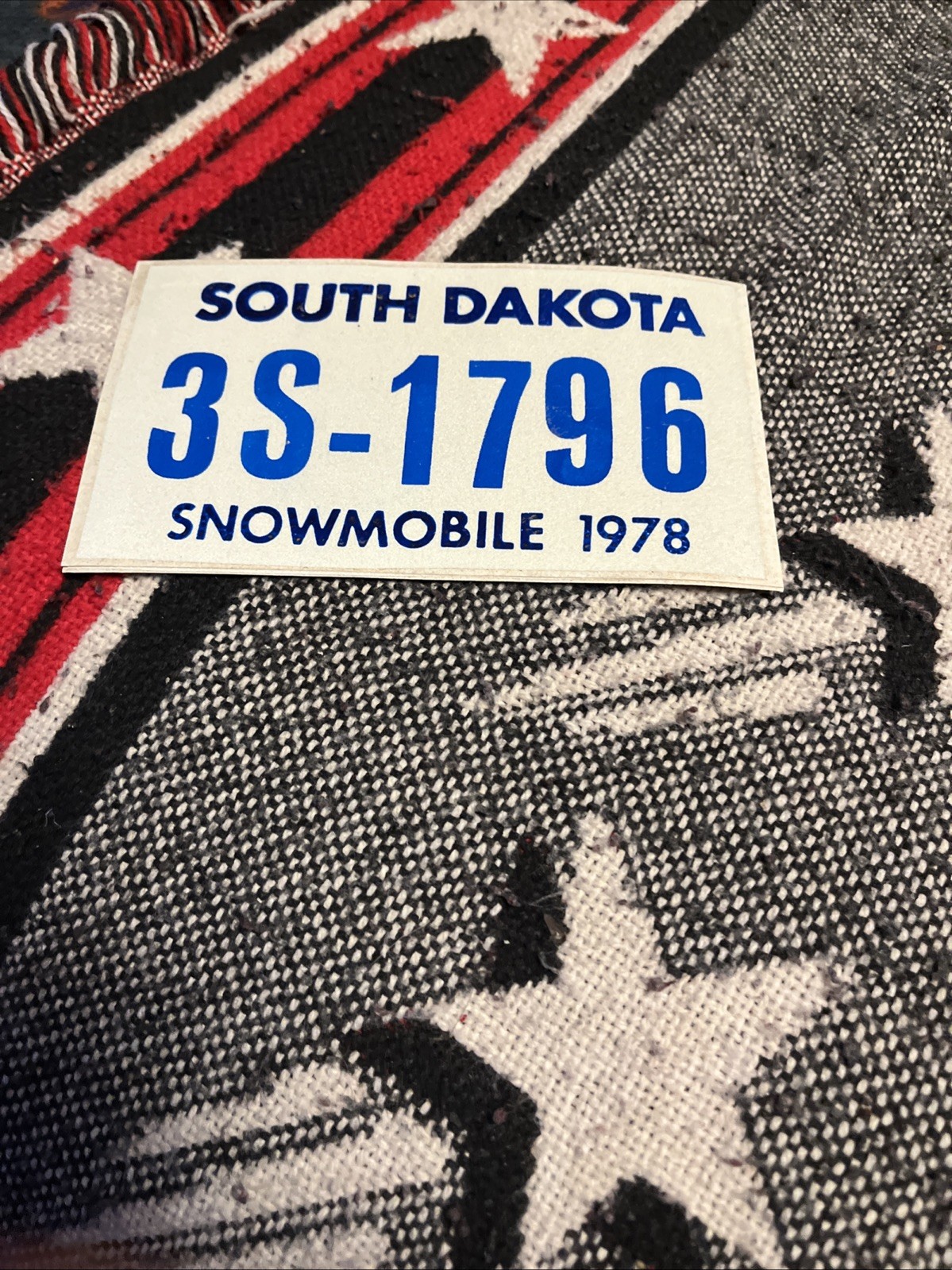 1979 Vintage South Dakota Snowmobile License Registration Tag Sticker