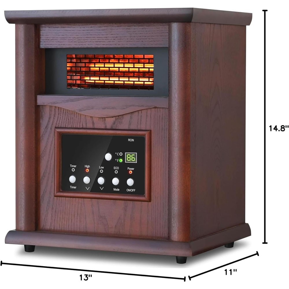 Trustech Infrared Electric Space Heater 1500W w/ Remote Control ECO Mode Cherry