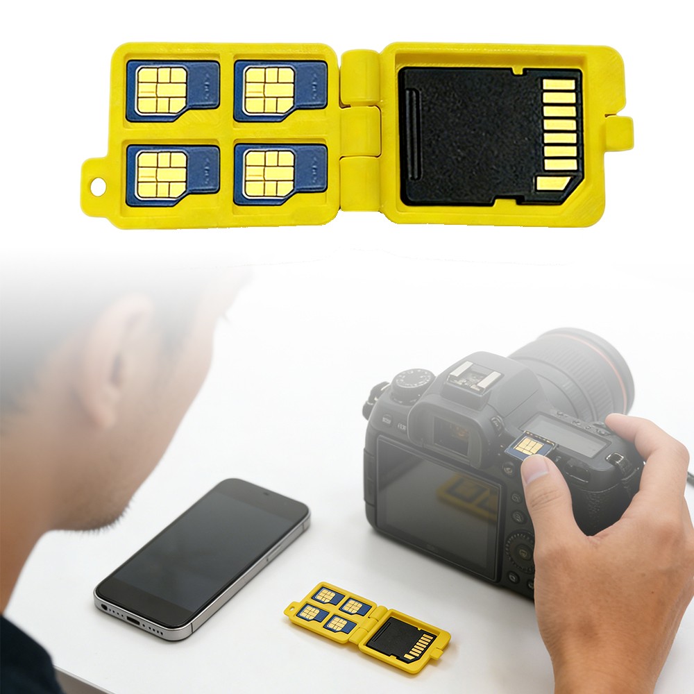 3D Printed Mini Portable Storage Memory Card Case Fits 1 SD+4 Micro SD TF