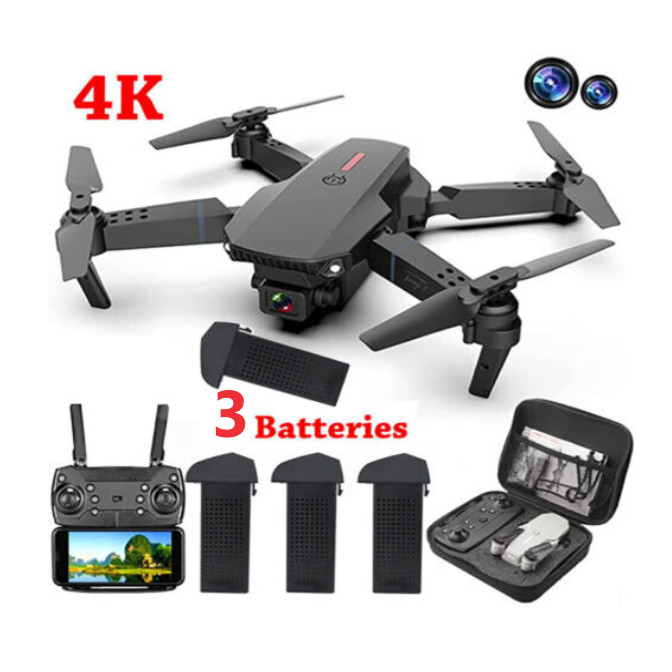 Black RC Drone with Obstacle Avoidance – 4-Side Sensors & 2 Batteries