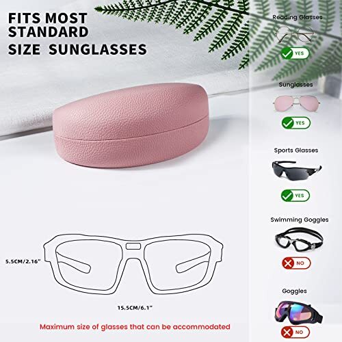 Hard Shell Sunglasses Case,Classic Large Glasses Case for Pink