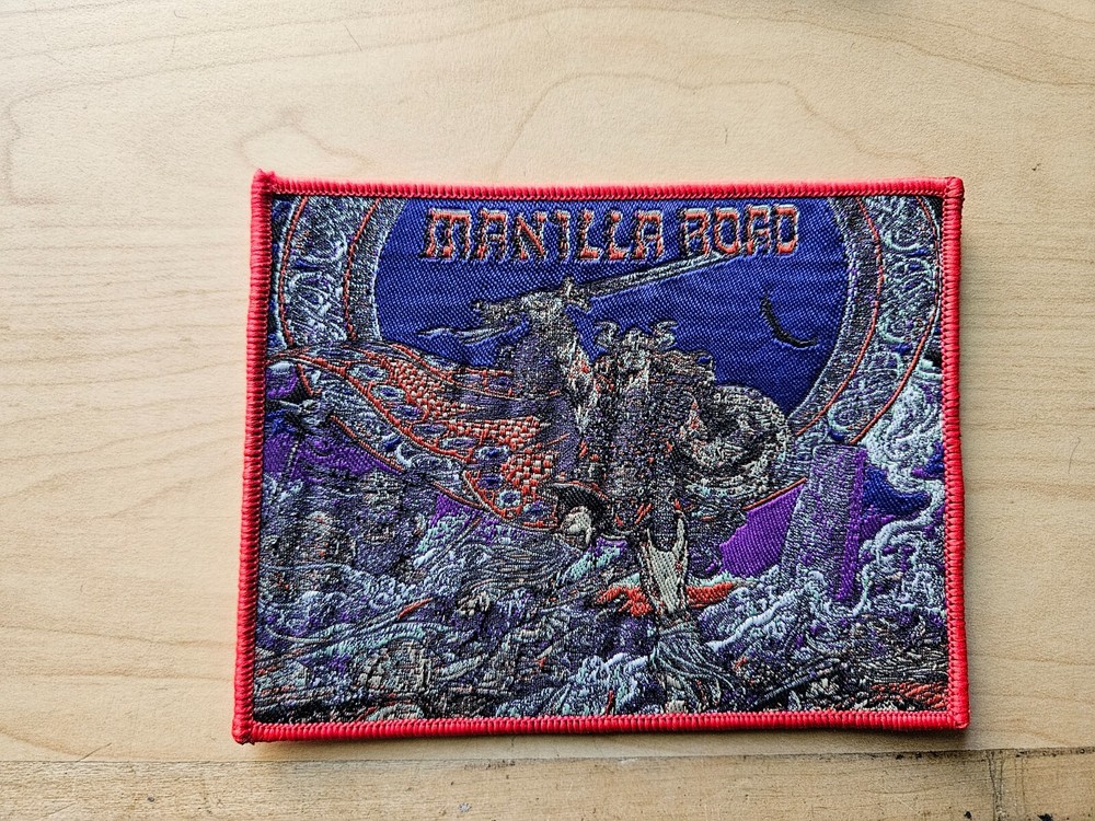 MANILA ROAD, SEW ON RED BORDER WOVEN PATCH