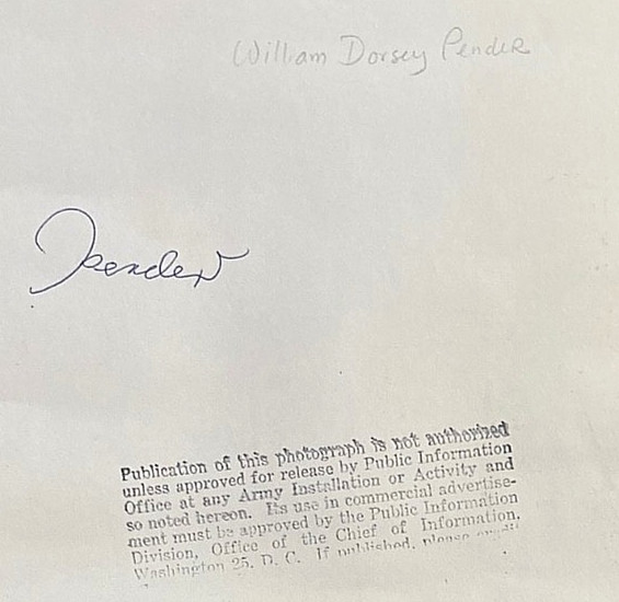 CIVIL WAR CONFEDERATE MAJ. GEN WILLIAM D. PENDER OFFICIAL WW2 US ARMY PHOTO 1943