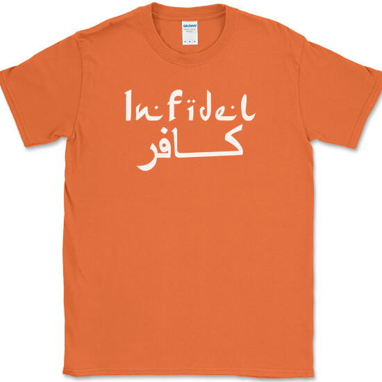 INFIDEL T-SHIRT Funny Military Humor Patriot America USA Novelty Tee