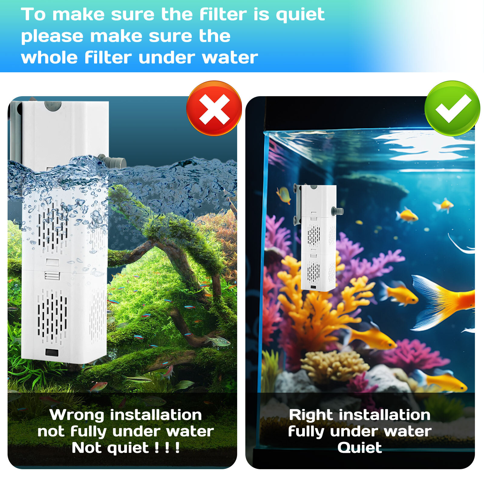 90 GALLON Internal Aquarium Fish Tank Canister 475 GPH Filter Water Filtration