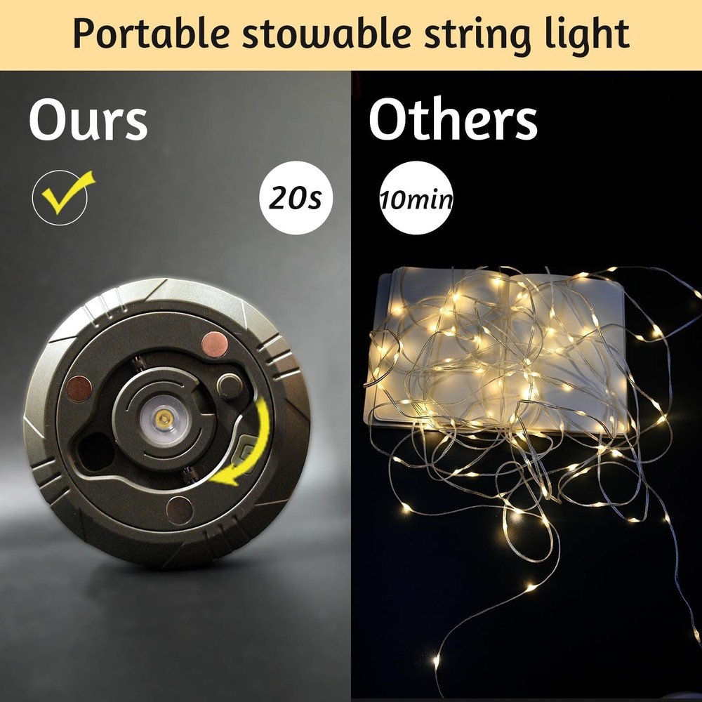 Camping String Lights, 32.8ft Portable Outdoor String Lights with 8 Lighting ...