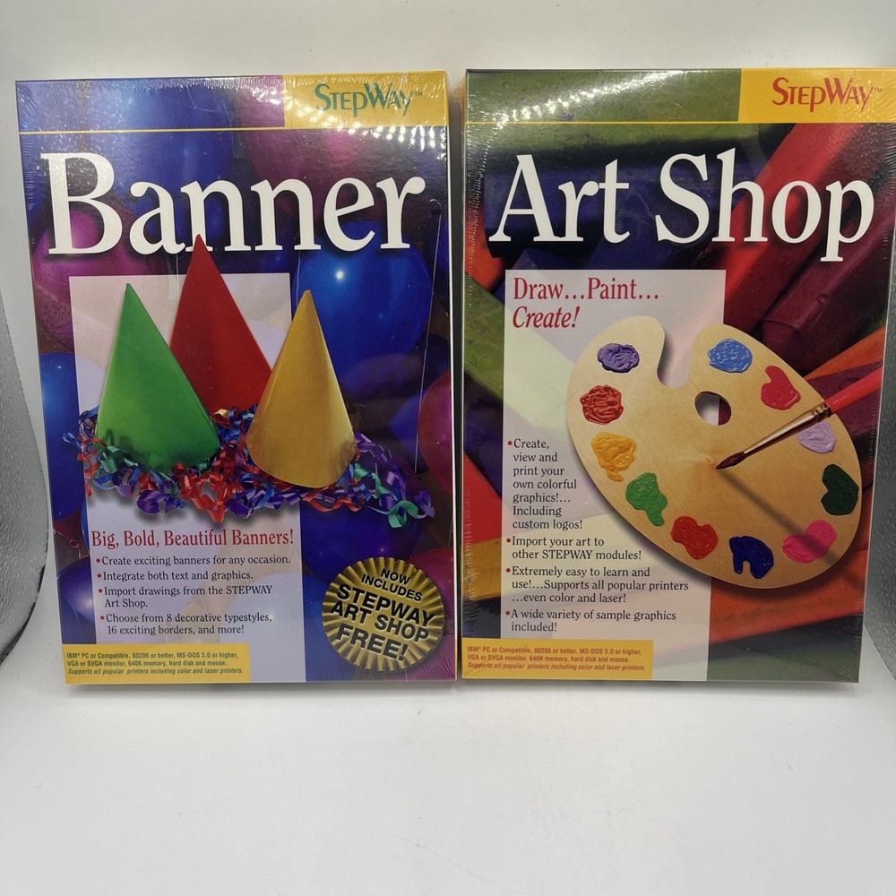 Vintage Lot Of 2 Sealed Creative Art Computer Software Programs 3 1/2" Disk