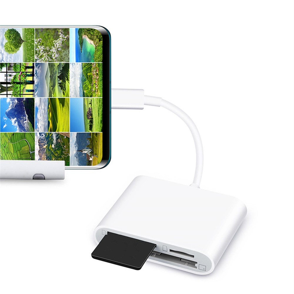 3-in-1 Type-C to CF SD MicroSD Card Reader Adapter for Smartphone Computer
