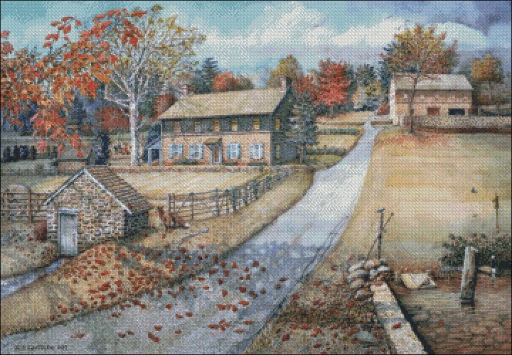 Little Brook Farm- Chart Needlework Crafts DIY-Counted Cross Stitch Pattern