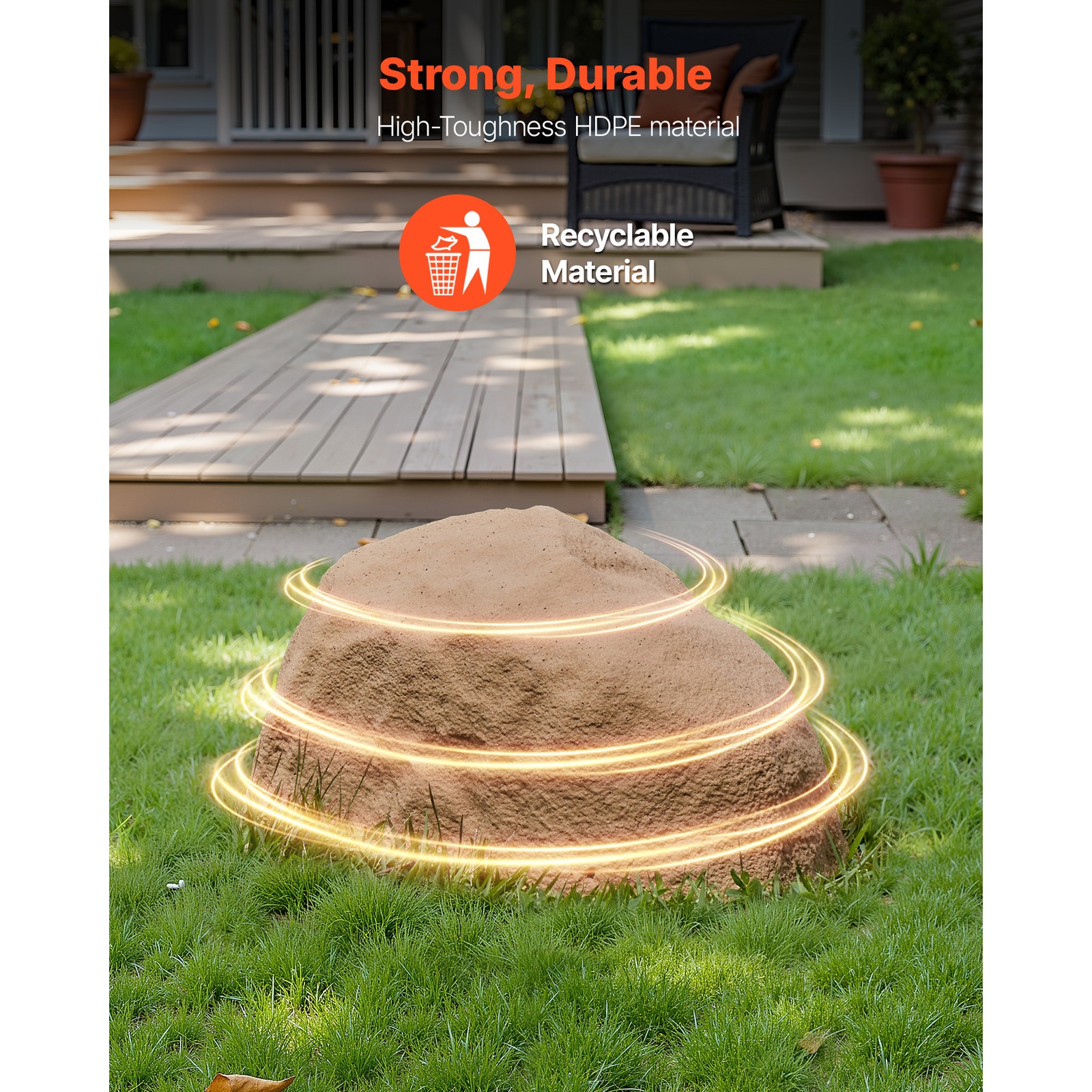 Uimoso Faux Landscape Rock Cover, Realistic Lightweight Sand Yellow S