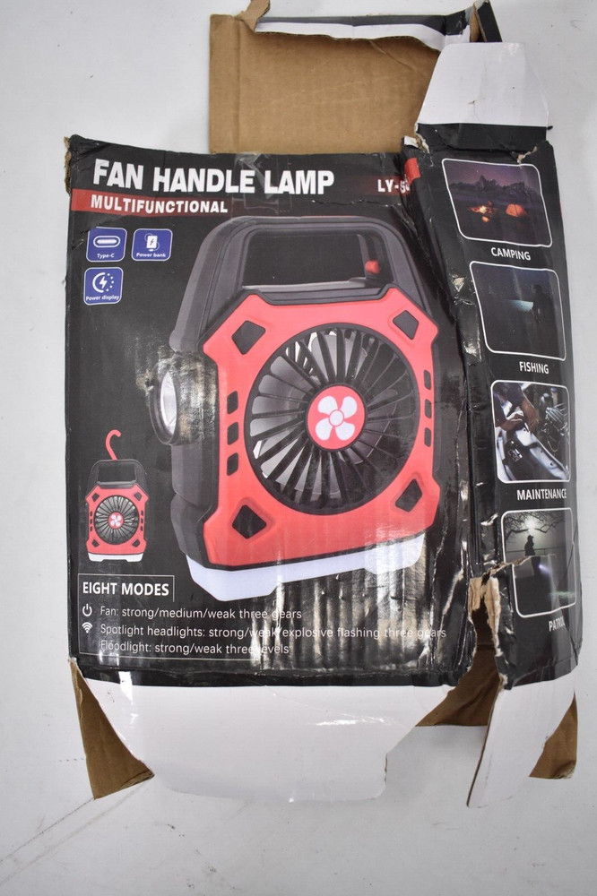 Multifunctional Fan Handle Lamp 8 Mode Spotlight Red/Black Portable Handheld