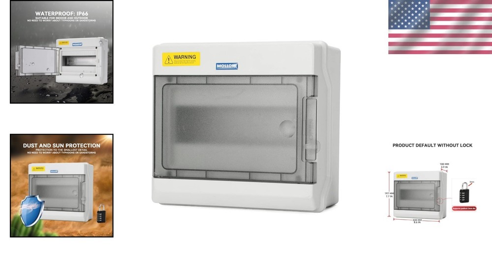 Durable 9-Way Power Distribution Box with Bus Bars & Din Rail for All Settings