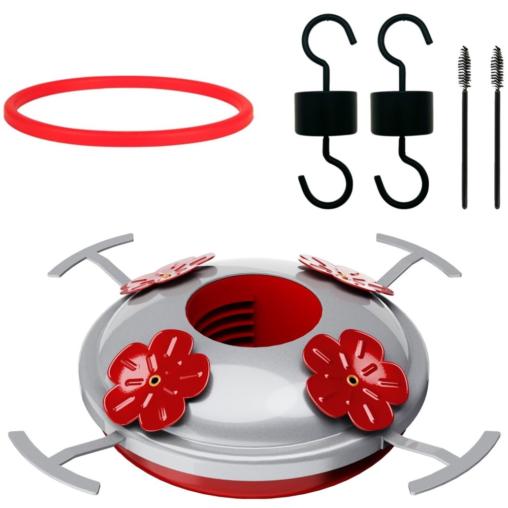6 Pack Hummingbird Feeder Bottom Replacement Parts Base Set Includes Red