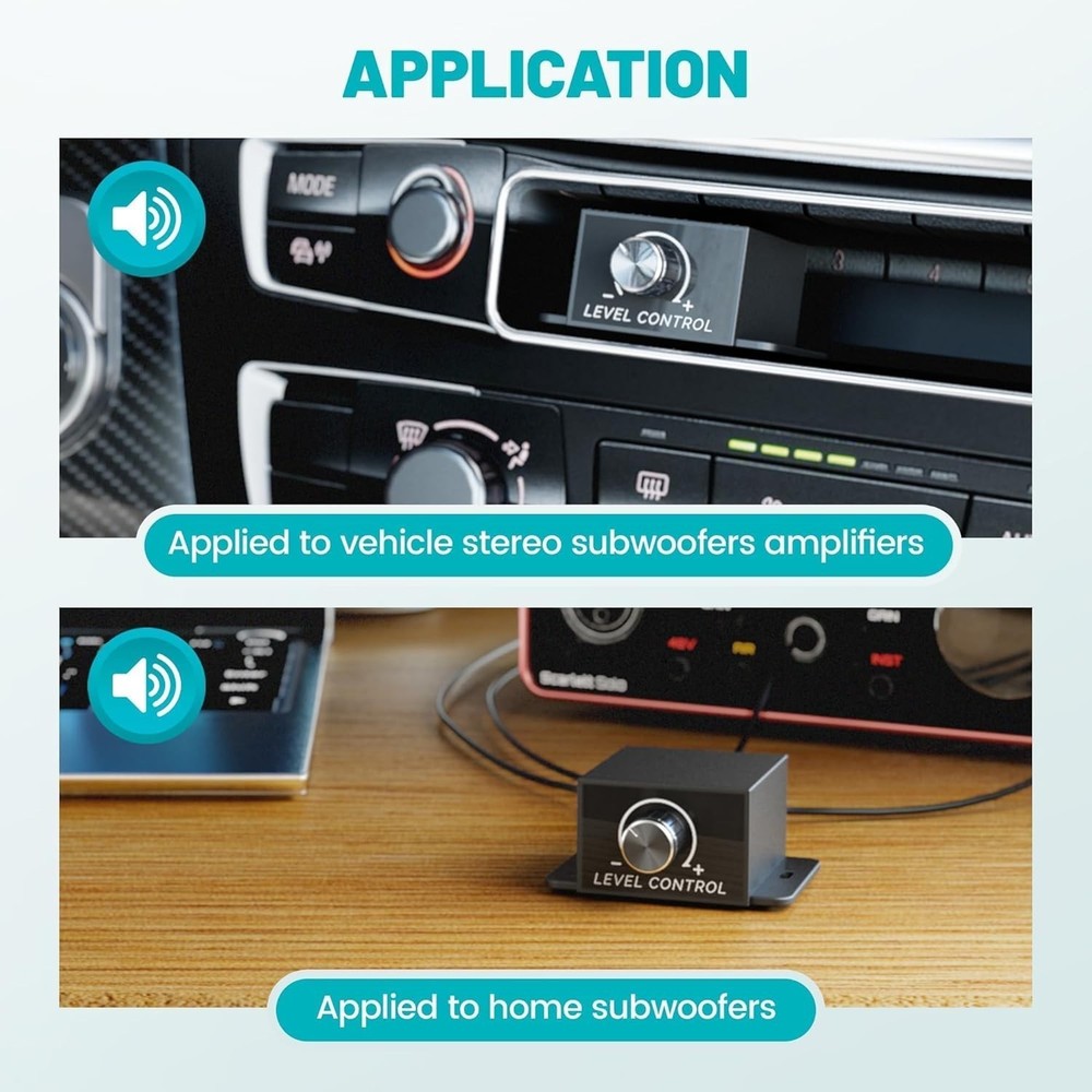 Universal Car Amplifier RCA Level Controller, Car Audio Bass Control Knob, Su...