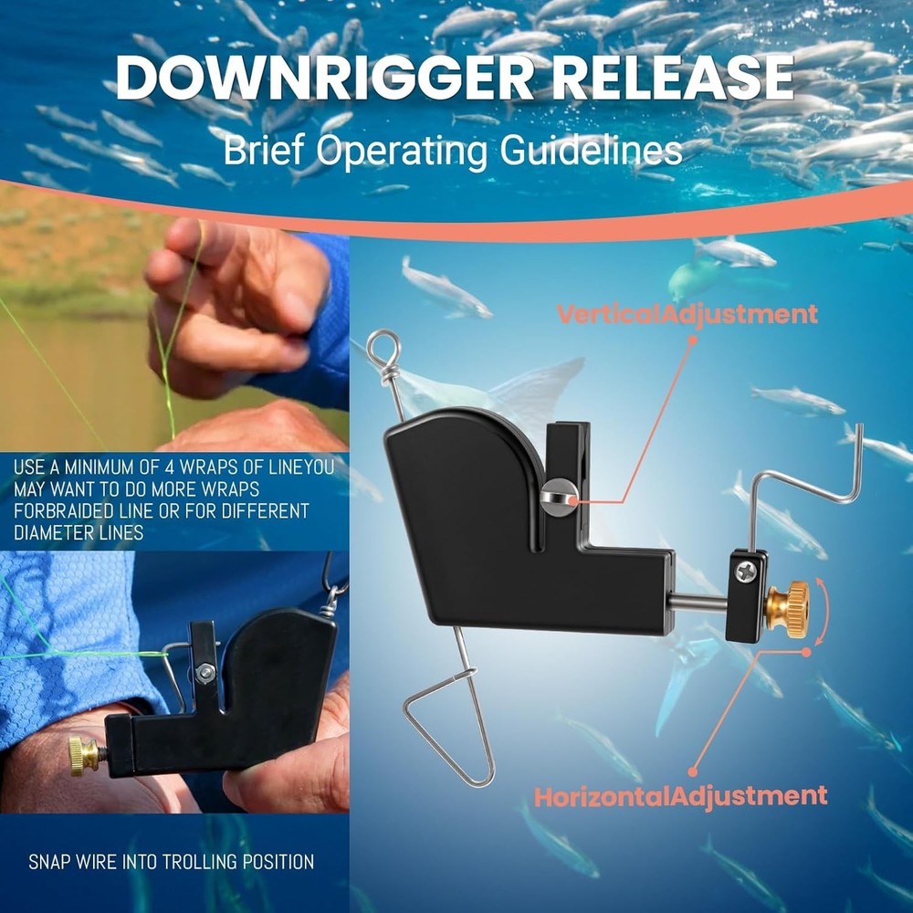 107 Downrigger Release,Adjustable 0–4.5 lb Tension Vertical & Horizontal