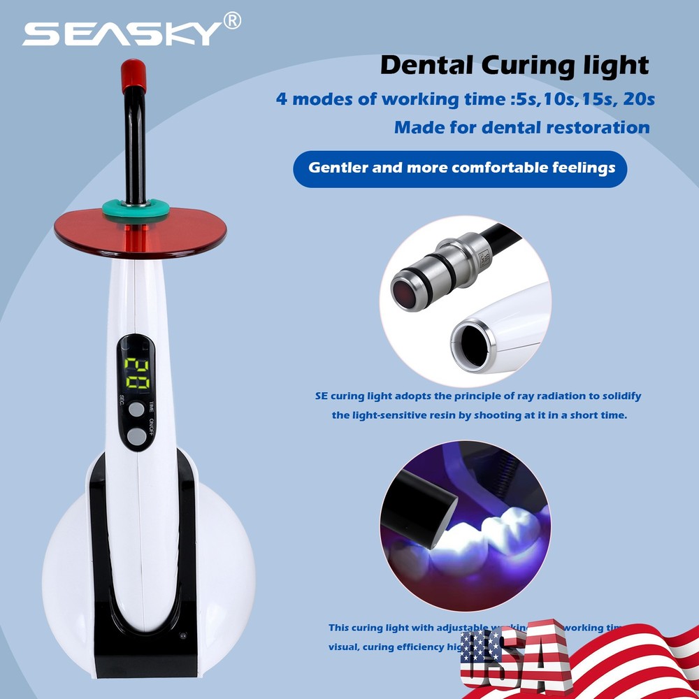 Dental Wireless LED.B Curing Light Lamp Cordless Adjustable Working Time USA