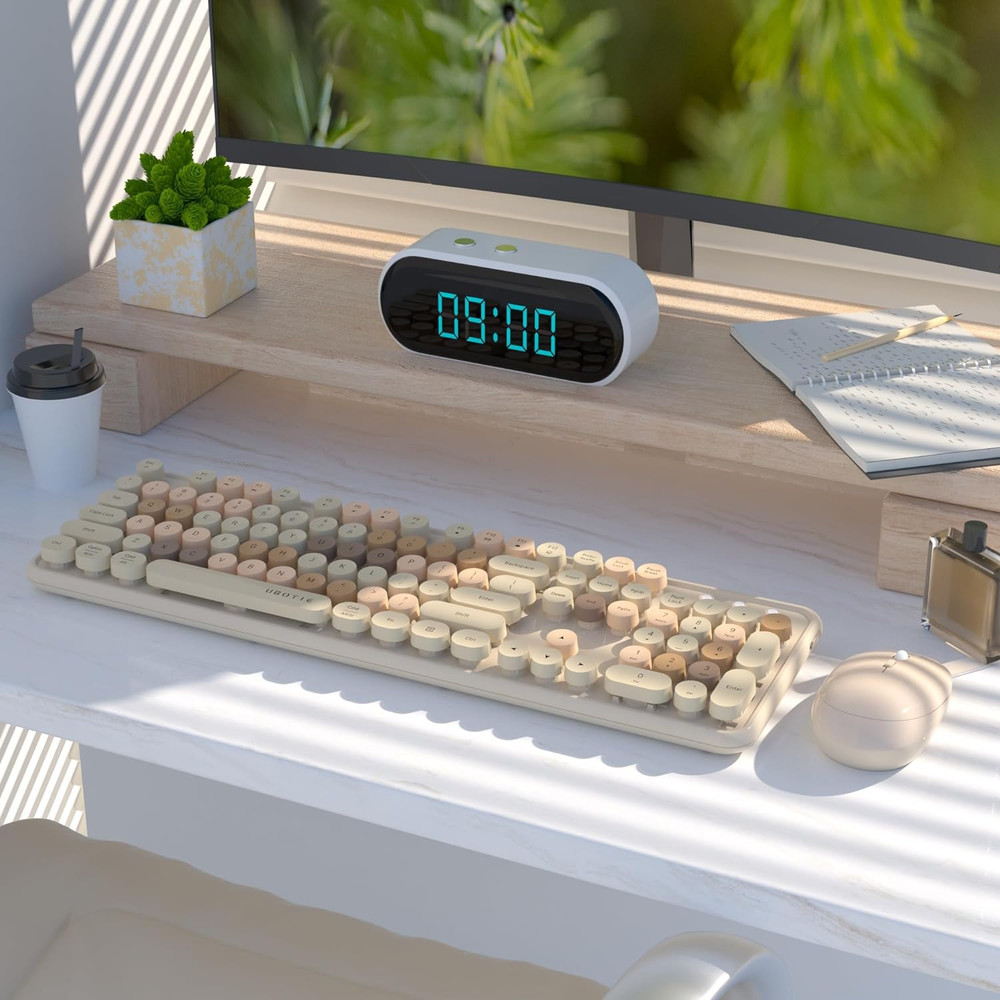 Colorful Computer Wireless Keyboards Mouse Combos Full-Sized 2.4GHz Dropout