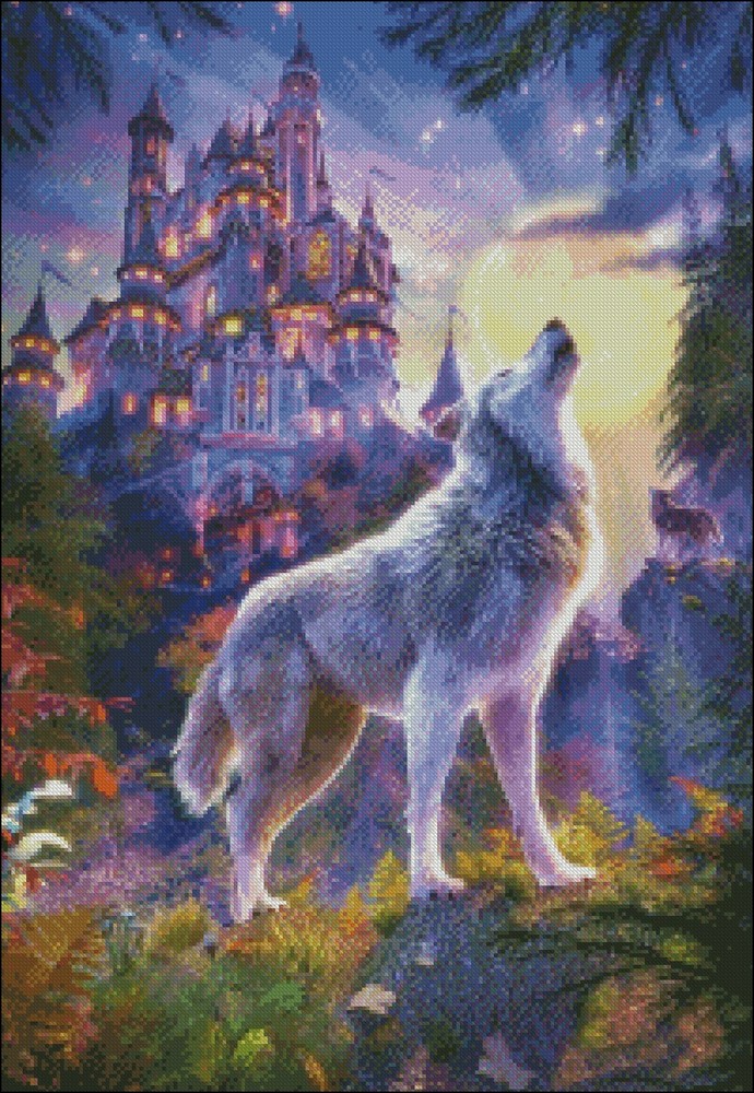 Charts Needlework DIY - Counted Cross Stitch Patterns - Wolf Castle
