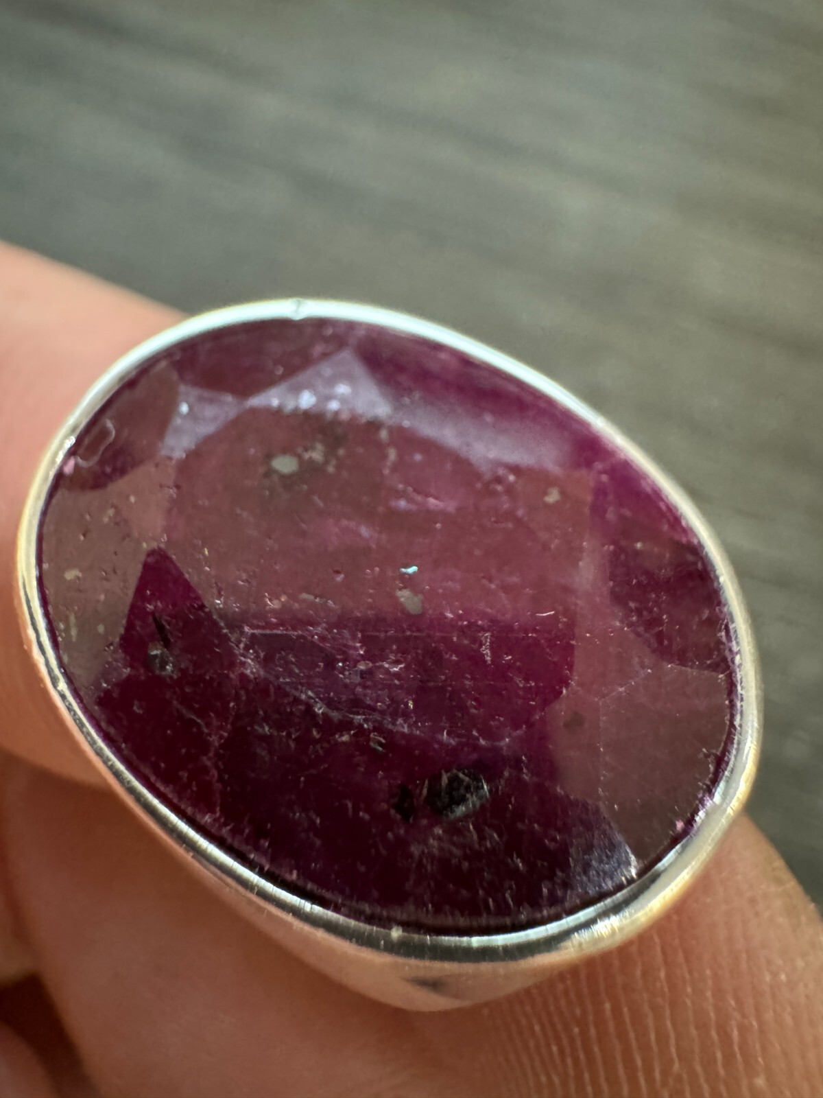 Large 18ct Genuine Ruby Mens Real Solid 925 Sterling Silver Oval Signet Ring