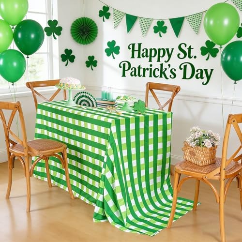 Checked Tablecloth Rectanglar : 57 x 84 Inch 57" x 84" (Rectangular) Green