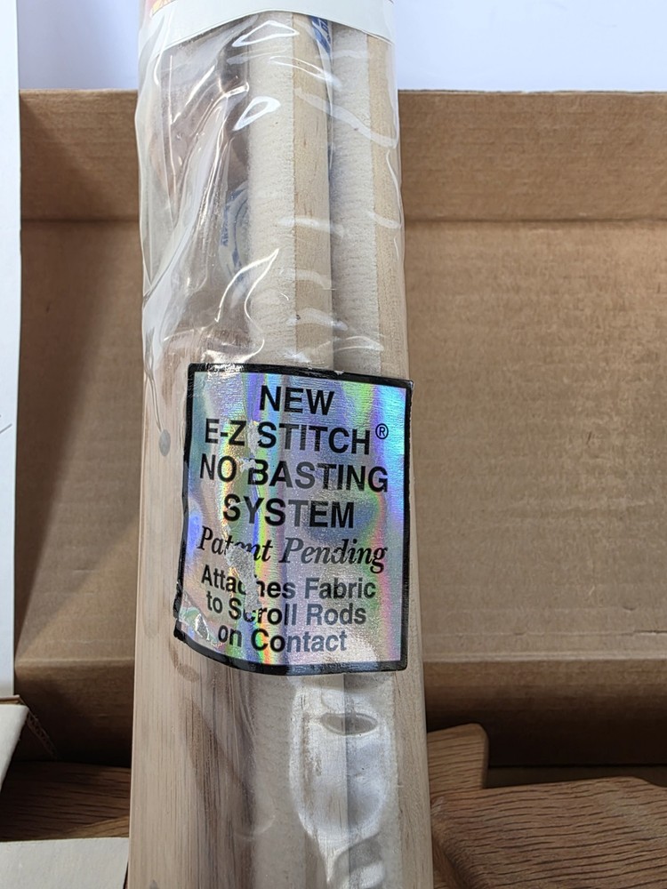Needlework Craft Oak Lap Frame Stand Scroll Rods Extend NOS Tomorrow's Treasures