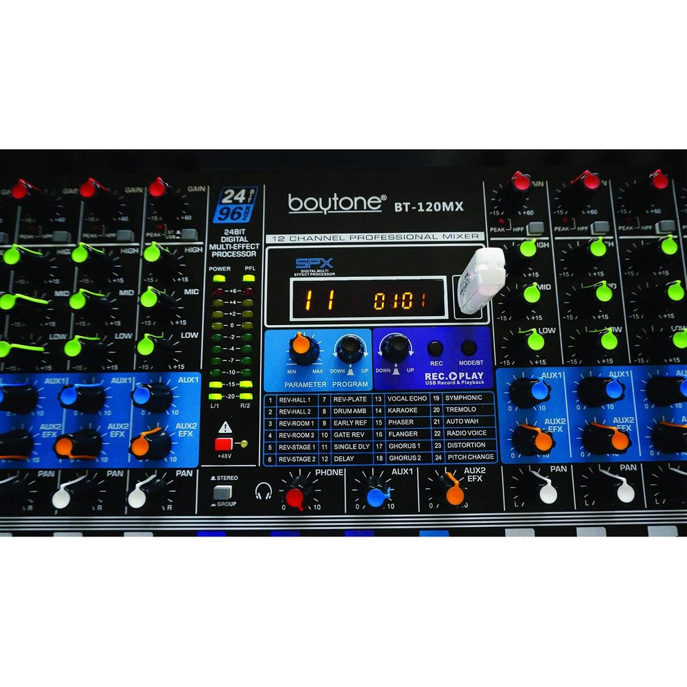 12-Channel Bluetooth Studio Audio Mixer - DJ Sound Controller Interface w/ USB