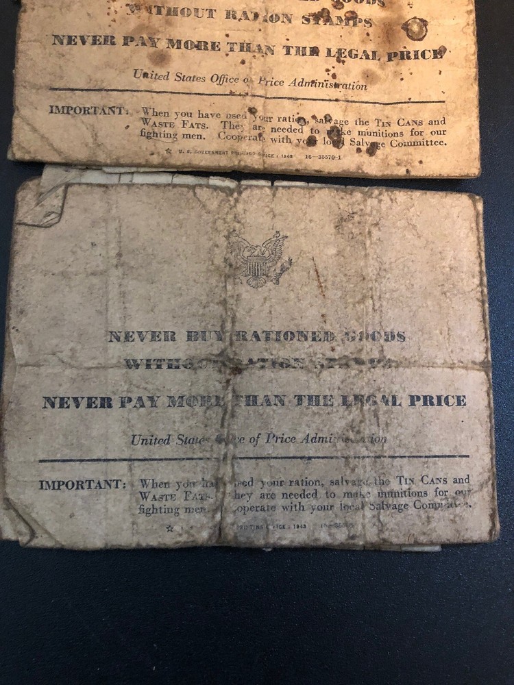 E WAR RATION BOOKLETS 1-#3 2-#4 WTH ORIGINAL STAMPS INSIDE!