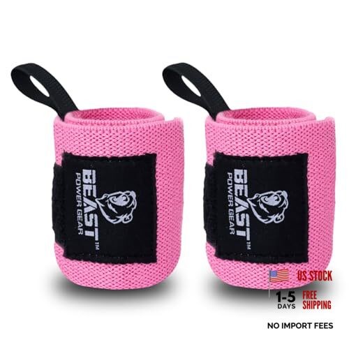 Improved Lifting Support & Stability - Gym Wrist Wraps for Weightlifting Pink