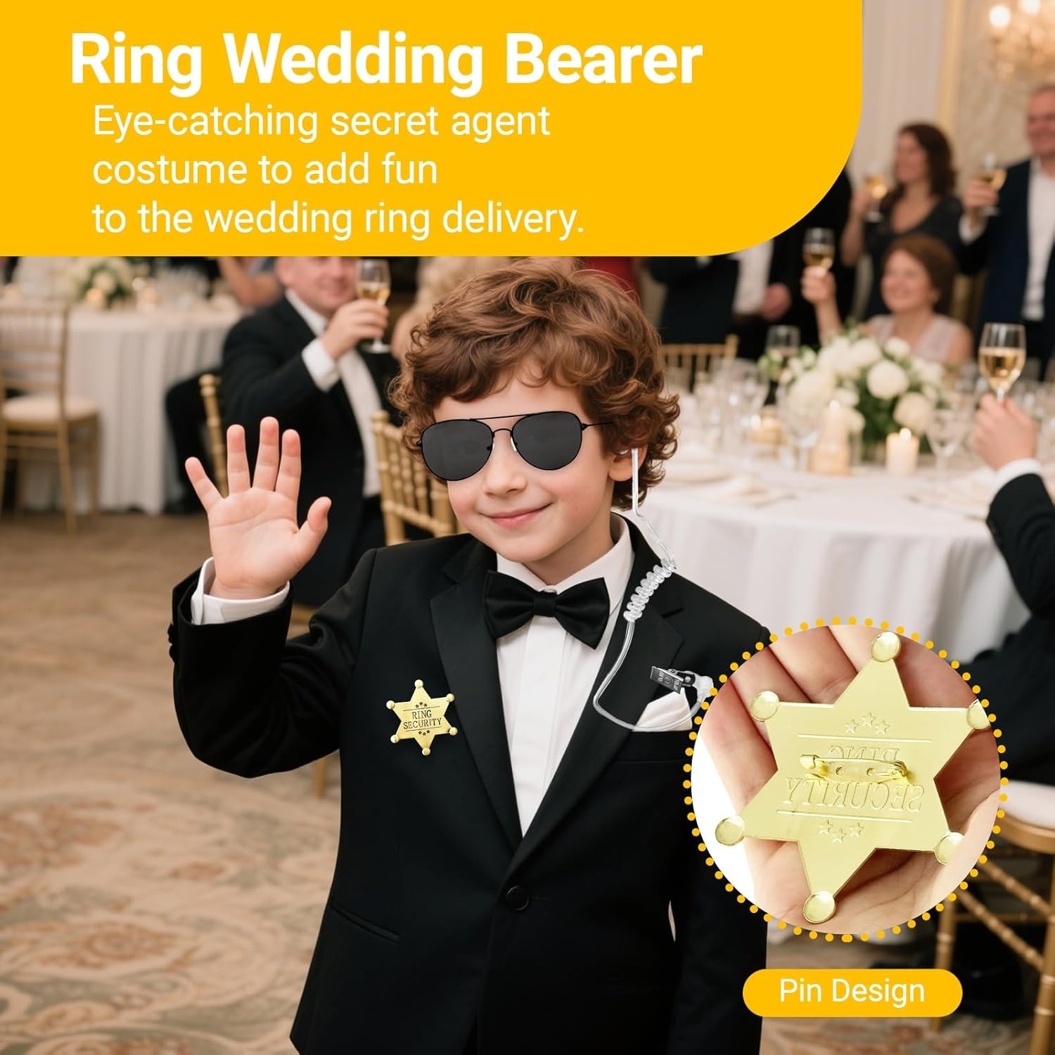 4 Pack Ring Wedding Bearer Set,Ring Security Wedding with Sun Glasses Security B