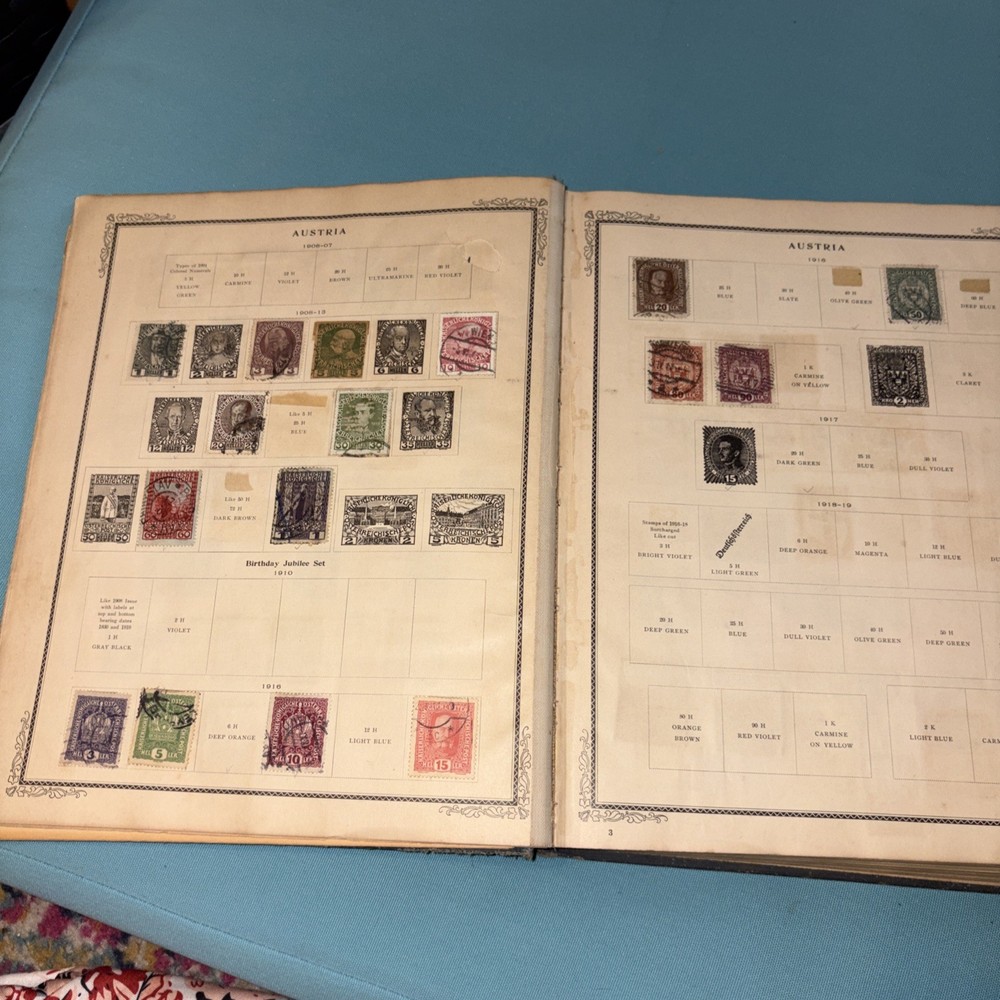 Antique International Junior Postage Stamp Album 1930 Including Stamps