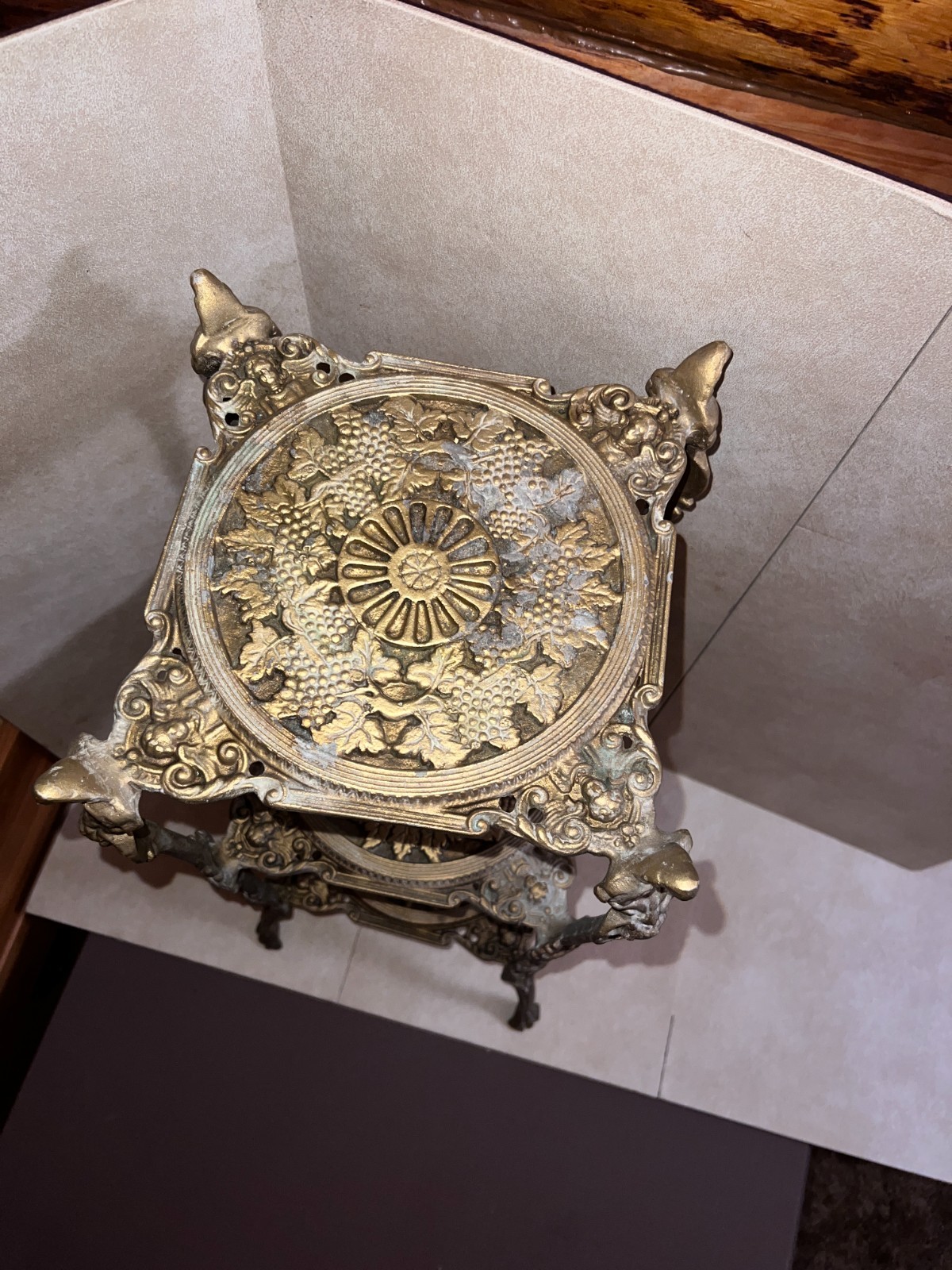 RARE 1950s Italian BRASS Filigree 3-Tier Plant Stand, Handmade Ornate, Claw Feet