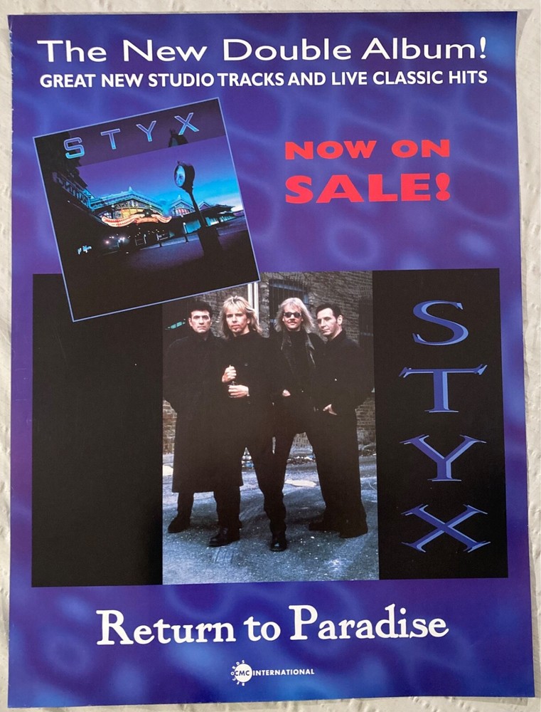 Styx 1997 Two-Sided Promo Poster Return To Paradise E